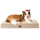 EHEYCIGA orthopedic XL dog bed in khaki with removable cover for easy cleaning
