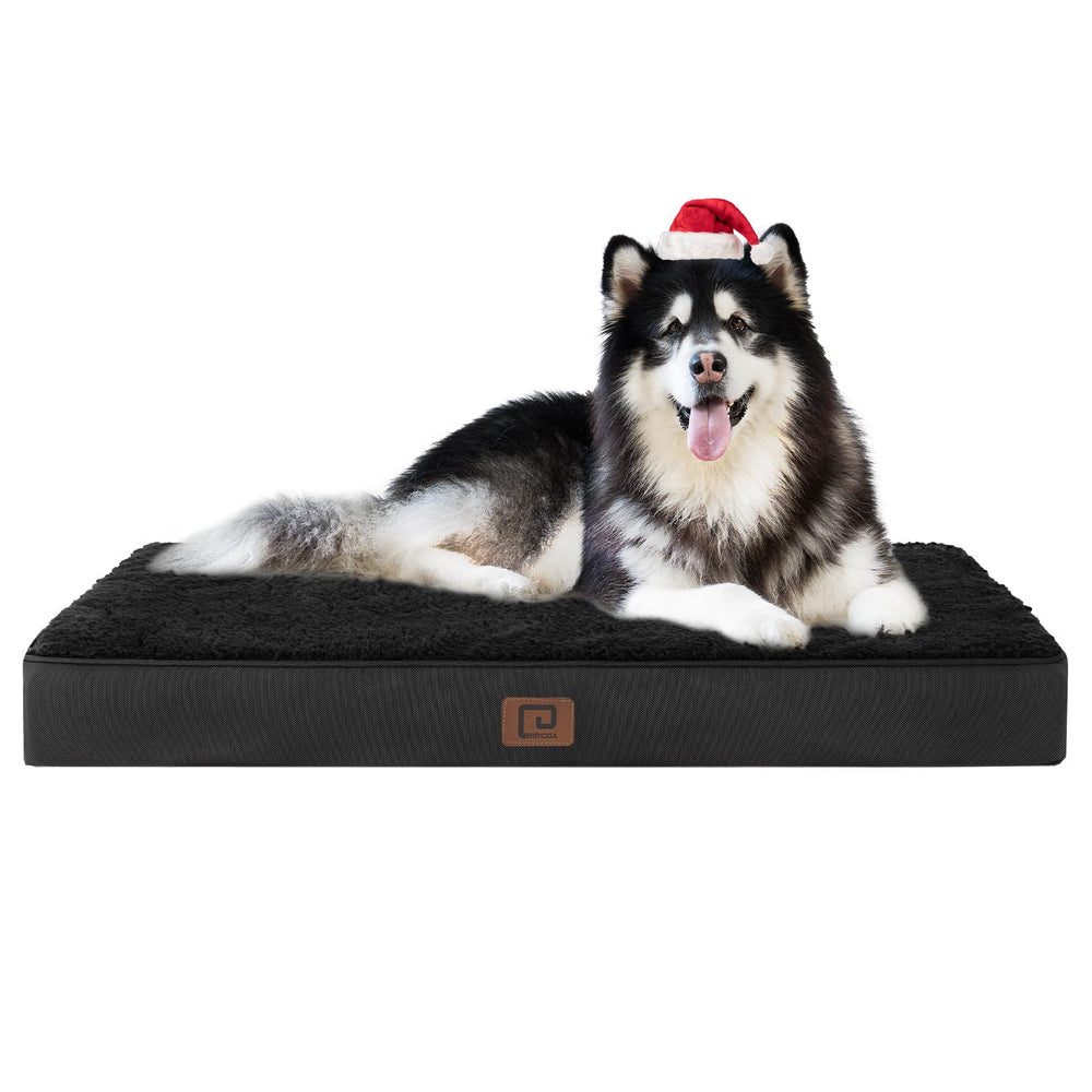 EHEYCIGA orthopedic XXL dog bed cover with removable zipper for easy washing and crate placement.