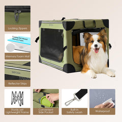 EHEYCIGA portable travel kennel demonstrates tool-free setup for quick home or car use.
