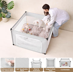 EHEYCIGA puppy playpen indoor-use view showcases a cozy, supervised play area.