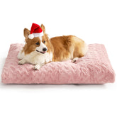 EHEYCIGA Washable Dog Crate Bed front view plush faux fur for comfort.