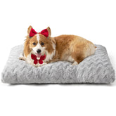EHEYCIGA washable dog crate bed grey front view highlights plush comfort for large dogs