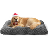 EHEYCIGA washable dog crate bed XL charcoal faux fur closeup for cozy comfort