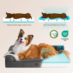 EHEYCIGA XL dog bed features linen-like breathable sides for air flow.