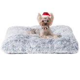 EHEYCIGA fluffy dog crate bed in soft plush fur for cozy small-dog comfort