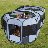 EighteenTek 2-in-1 XLarge Playpen folded for compact storage and portability.