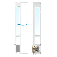 Eillion medium dog door sliding left inward opening for space-saving access.