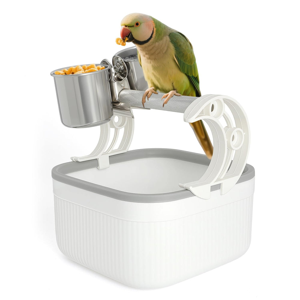 EIODEAR bird desktop training stand with double bowls enables feeding and training sessions