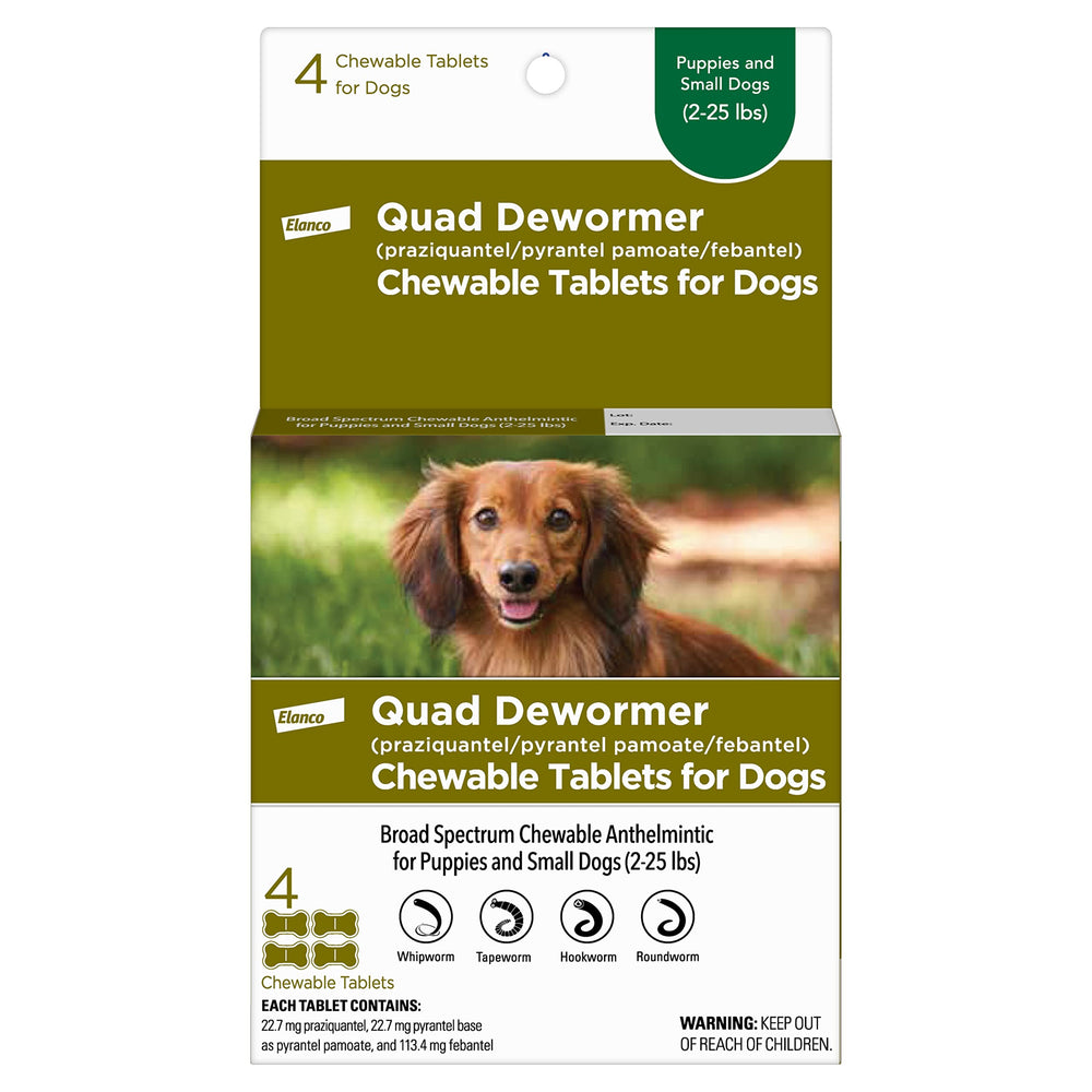 Elanco Quad Dewormer small-dog tablets for easy administration