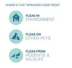 Elanco Tapeworm Dewormer tablets being handed to a cat owner for dosing.