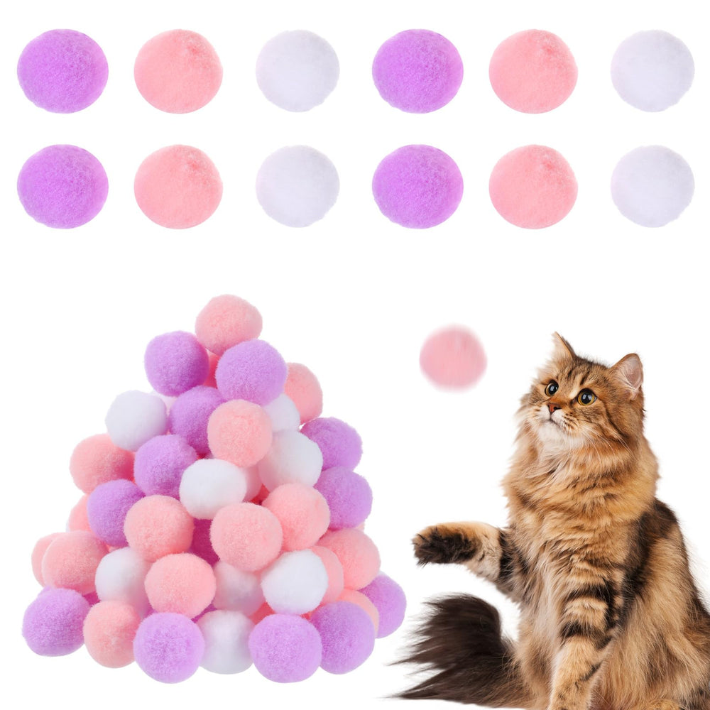 Eldraqth cat pom poms collection in three colors for engaging indoor play