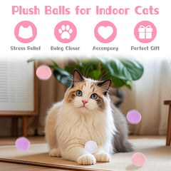 Eldraqth cat pom poms tucked in a cat nest for easy storage