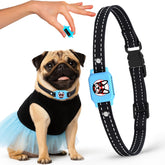 ELECANE Bark Collar small dog blue close-up—compact design for comfortable all-day wear.