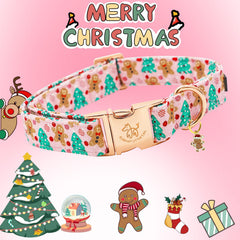 Elegant little tail Christmas dog collar buckle detail emphasizes secure wear