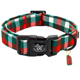 Elegant little tail Christmas dog-collar with red-green plaid for festive holiday photos
