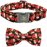Elegant little tail snowmen print collar with bow for holiday photos.