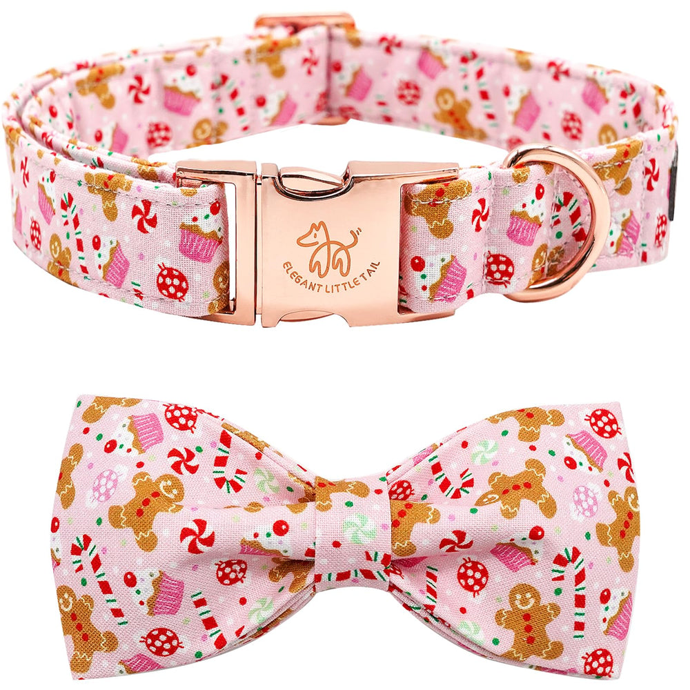 Elegant little tail Christmas gingerbread-man collar bow for festive holiday looks