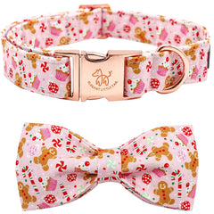 Elegant little tail Christmas gingerbread-man collar bow for festive holiday looks
