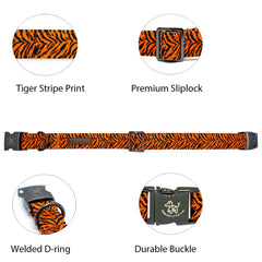 Elegant Little Tail Elegant Tiger Print Collar buckle closeup showing sturdy metal buckle and secure fit
