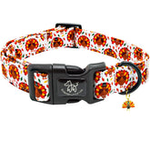 Elegant little tail Thanksgiving dog collar turkey-pattern offers seasonal style with soft cotton comfort