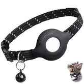 Elevation Lab TagVault AirTag Cat Collar Breakaway black front view; secure fit for indoor and outdoor use.
