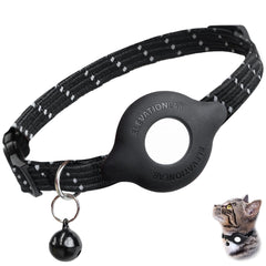 Elevation Lab TagVault AirTag Cat Collar Breakaway black front view; secure fit for indoor and outdoor use.