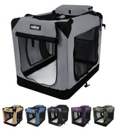EliteField 3-Door soft dog crate setup demonstrates quick assembly for portable at-home use.