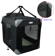 EliteField soft dog crate top view showing triple-door access for easy reach