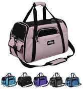EliteField soft pet carrier pink front view highlighting breathable ventilation for pets