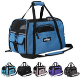 EliteField soft pet carrier sapphire blue, side view shows ventilation and travel-ready design.