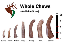 Elkhorn Premium Chews hand-cut and smoothed elk antler reduces sharp edges for safety.