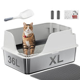 Ellenpent non-stick stainless steel litter box white finish with easy-clean surface.