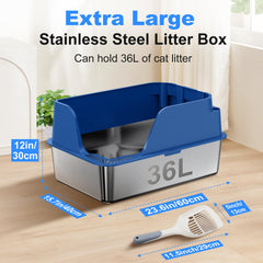 Ellenpent XL stainless steel litter box with lid for large cats and privacy