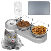 ELOEGO 3-in-1 cat bowl set with dual bowls for convenient feeding.