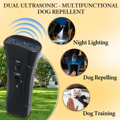 Eltolent ultrasonic emitter side profile aiding safe bark deterrence during outdoor training