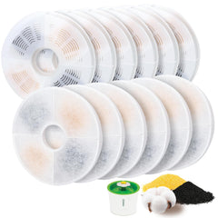ELXXROONM 12-pack cat fountain filters with Catit compatibility in packaging.