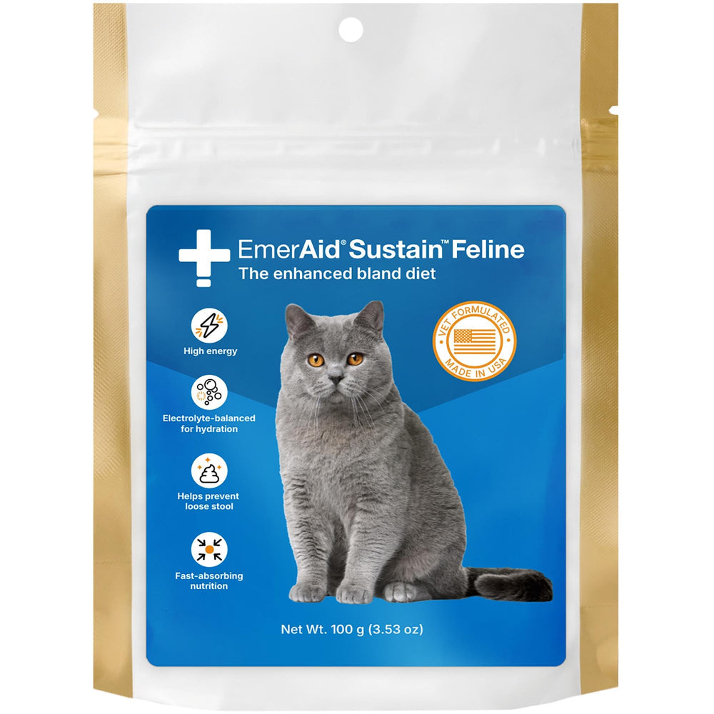 EMERAID Sustain 100 g packaging image showing compact recovery food for easy storage and use