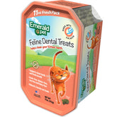 Emerald Pet Cat Dental Treat Tub Salmon front view shows easy dental care rewards