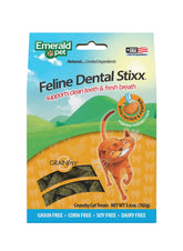 Emerald Pet Feline Dental Stixx chicken stixx pack promotes dental health and fresh breath.
