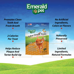 Emerald Pet Feline Dental Treats tuna-treat-piece encourages chewing for tartar support