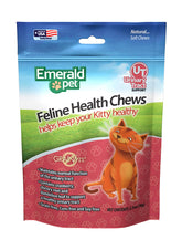 Emerald Pet Feline Health Chews bottle showing urinary health support for cats