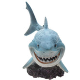 emours resin shark front view, enhances freshwater aquarium realism