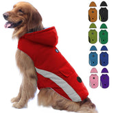 EMUST dog winter coat front view shows windproof shell for chilly walks