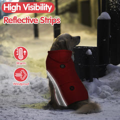 EMUST dog winter coat red color option combines style with functionality