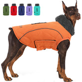 EMUST winter coat dog vest front orange—warm, windproof fit for daily walks
