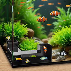 EMUTOL black aquarium tunnel side view highlights durable plastic for safe tanks.