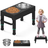 Enayplon metal elevated dog bowls stand assembly view highlights sturdy build and stability.