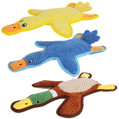 Eneston duck toys 3-pack display in vibrant colors for multi-dog playtime