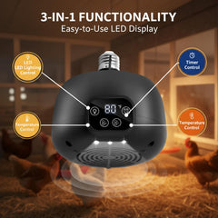 Enhon chicken coop heater side view illustrates compact design for flexible coop placement.