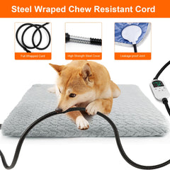 ENJOY PET heated pet pad timer display shows precise 12-level temperature control.